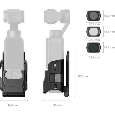 SmallRig 6872 - zestaw z klatką i filtrami do DJI Osmo Pocket 4/3 - wymiary